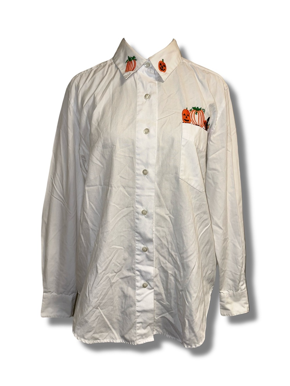 Vtg Embroidered Halloween Button Down Shirt